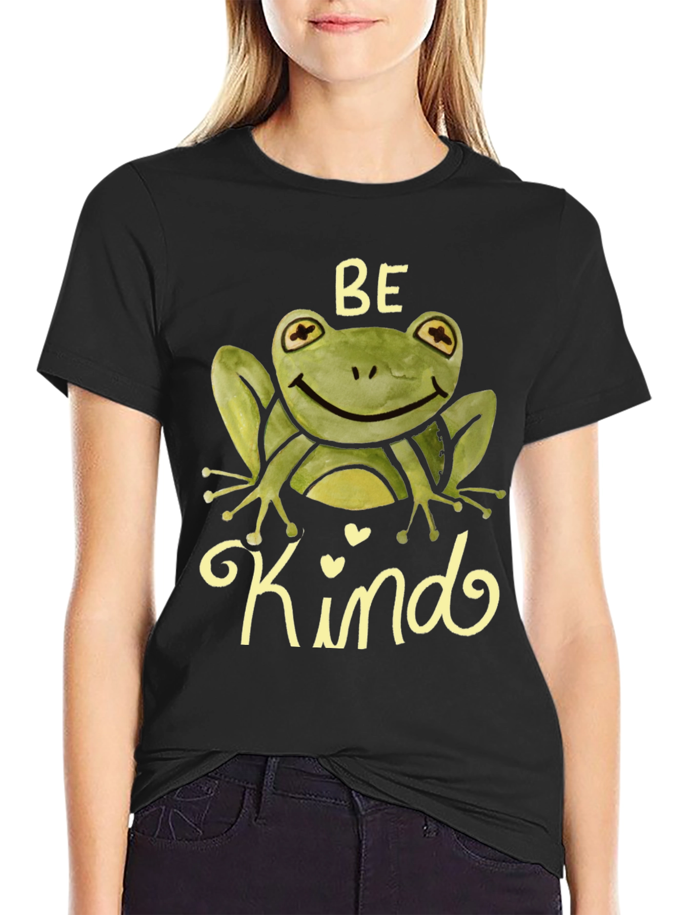 Black Be Kind Frog T-Shirt - Cute Graphic Tee view 2