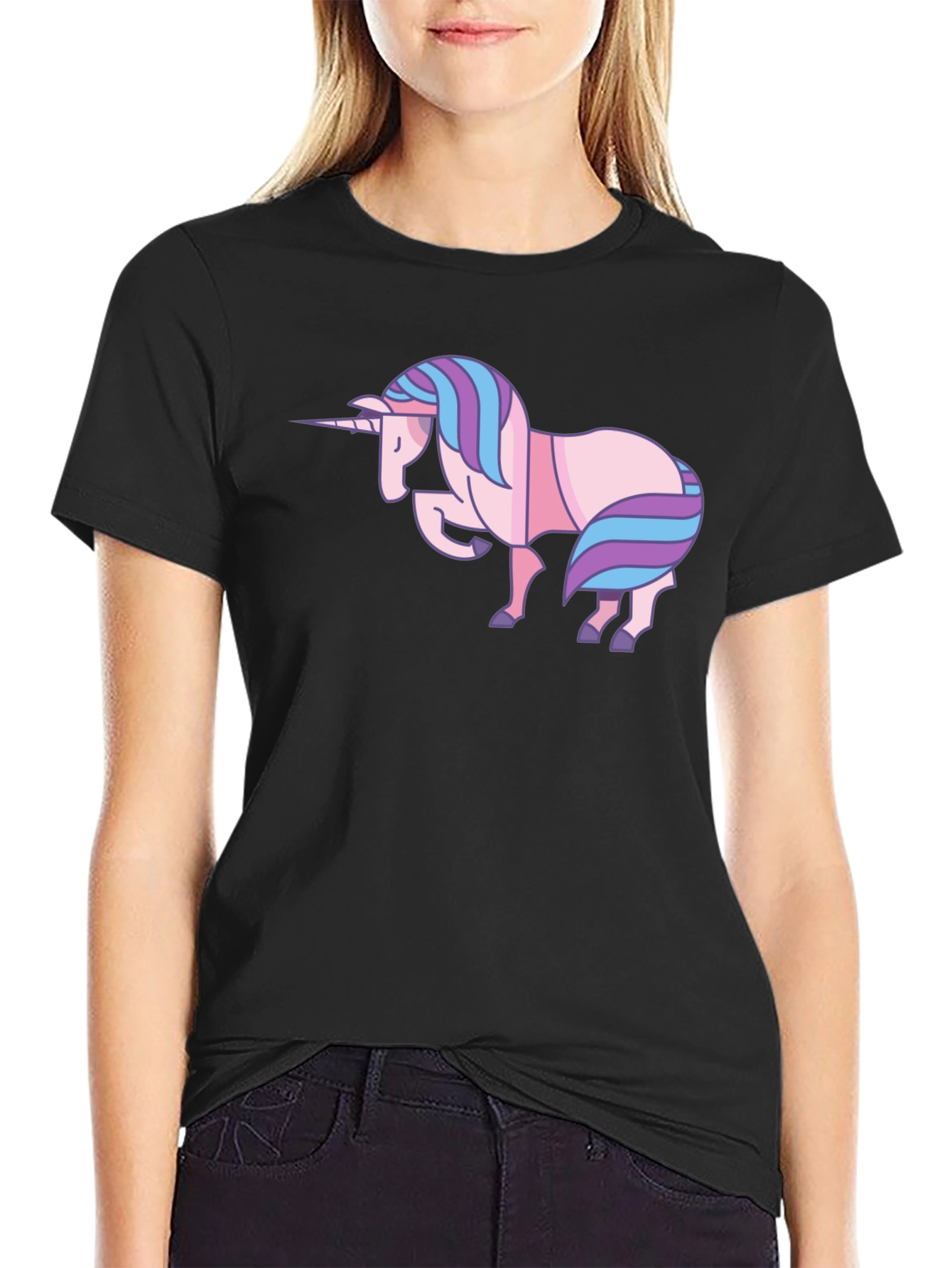 Black Unicorn Graphic Black T-Shirt - Stylish Cotton Tee view 2