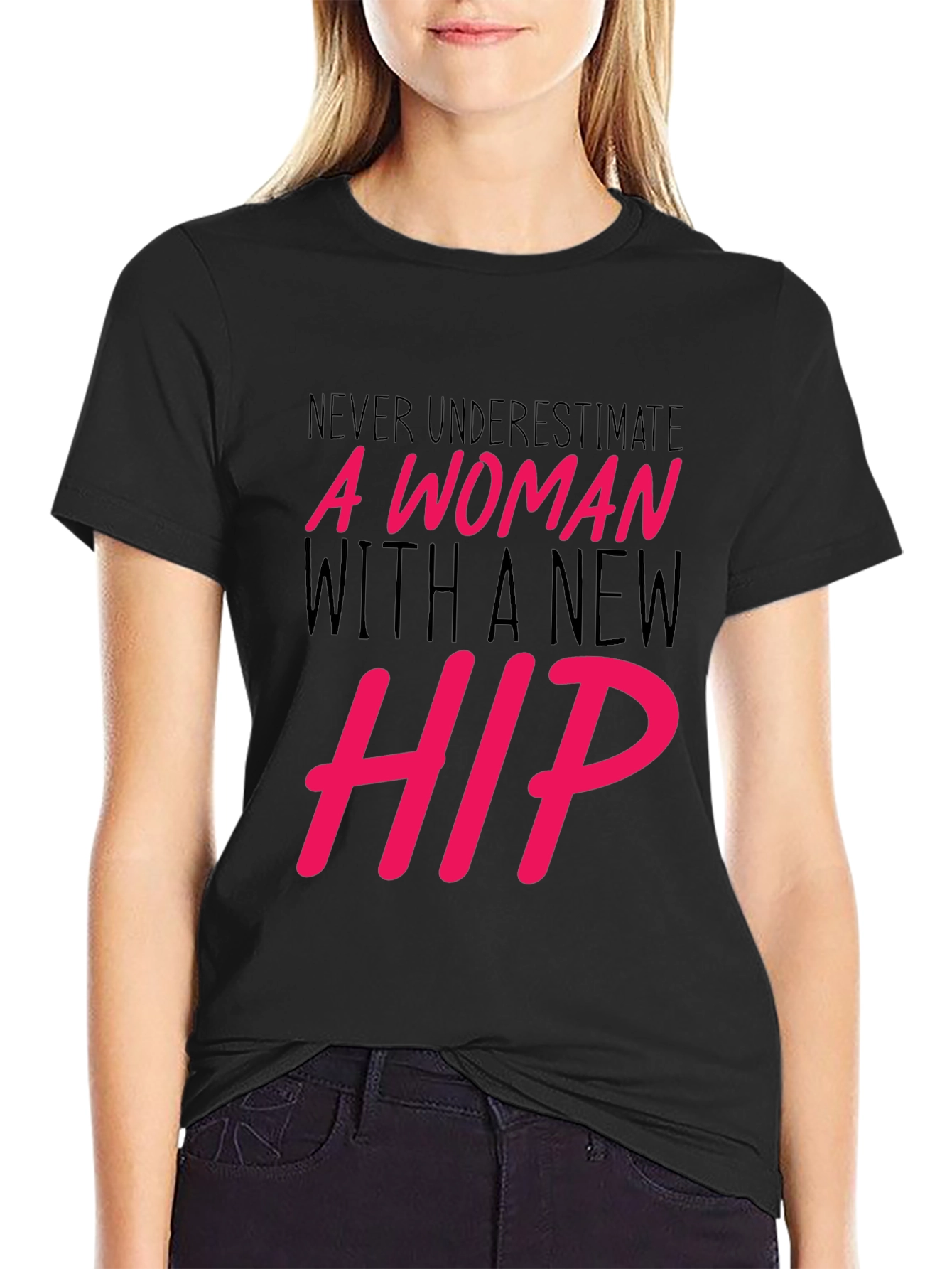 Black New Hip Woman Graphic Tee - Empowering Statement Shirt view 2