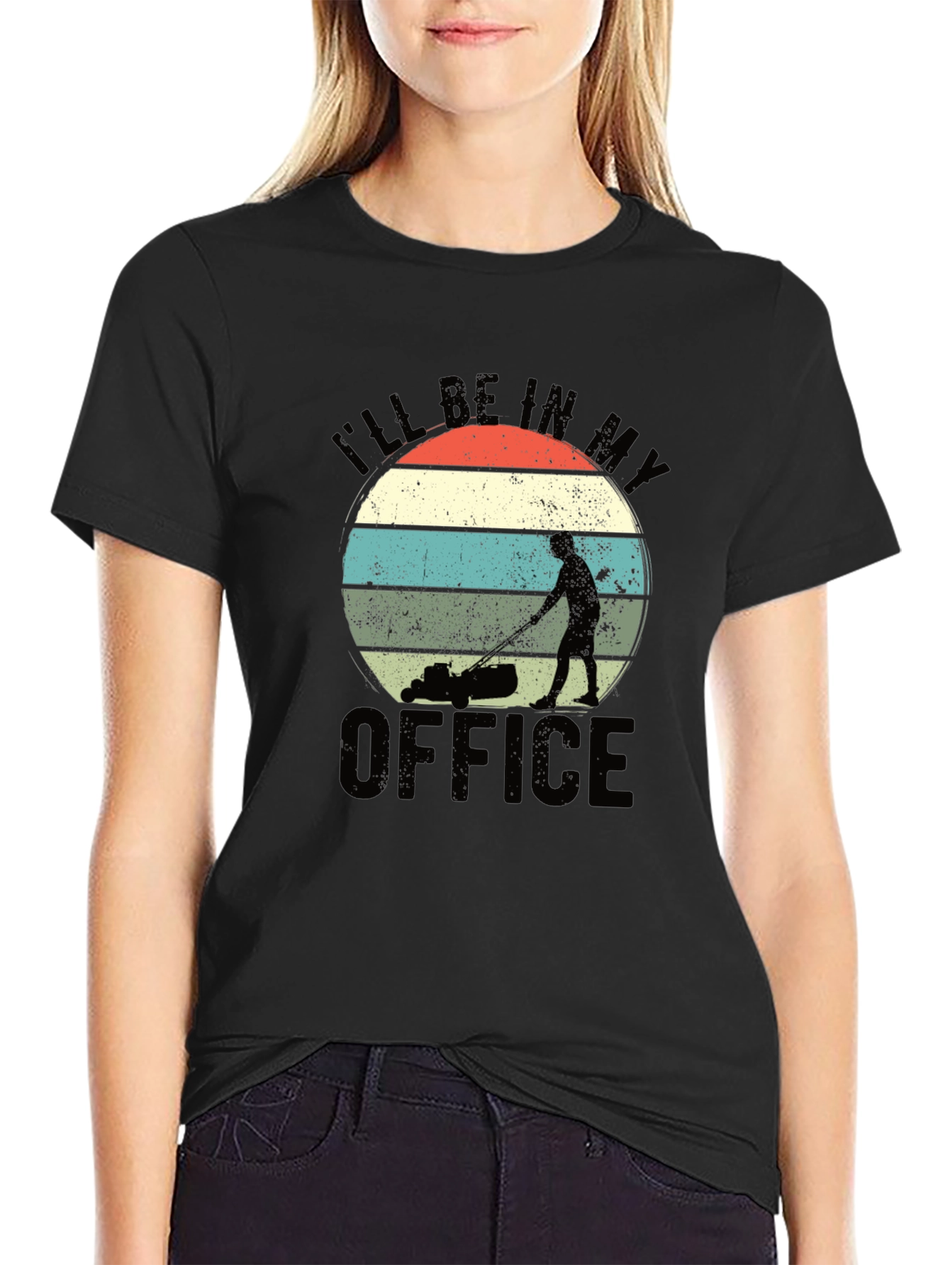 Black I'll Be In My Office Funny Lawn Mowing T-Shirt view 2