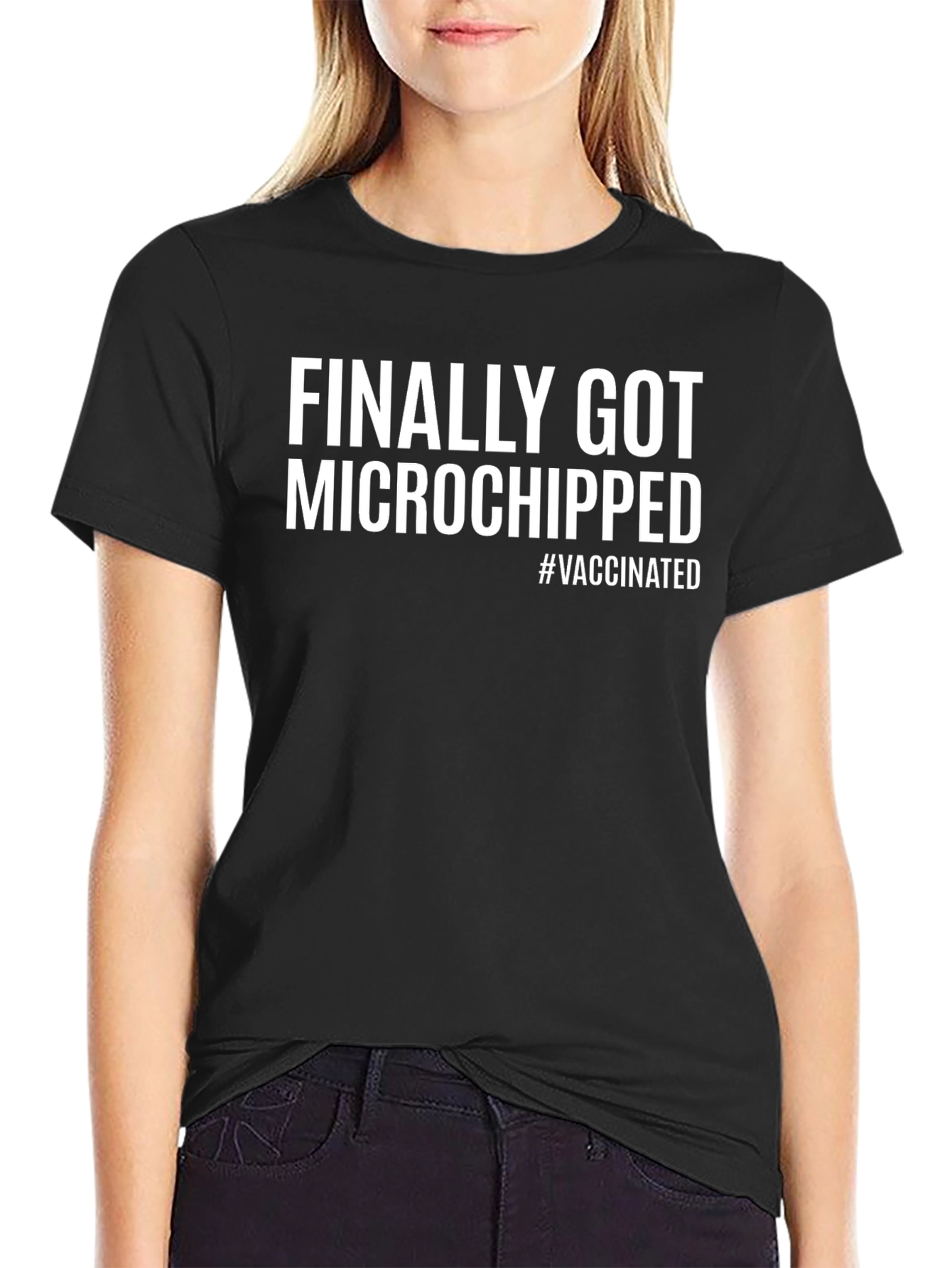 Black Finally Got Microchipped T-Shirt view 2