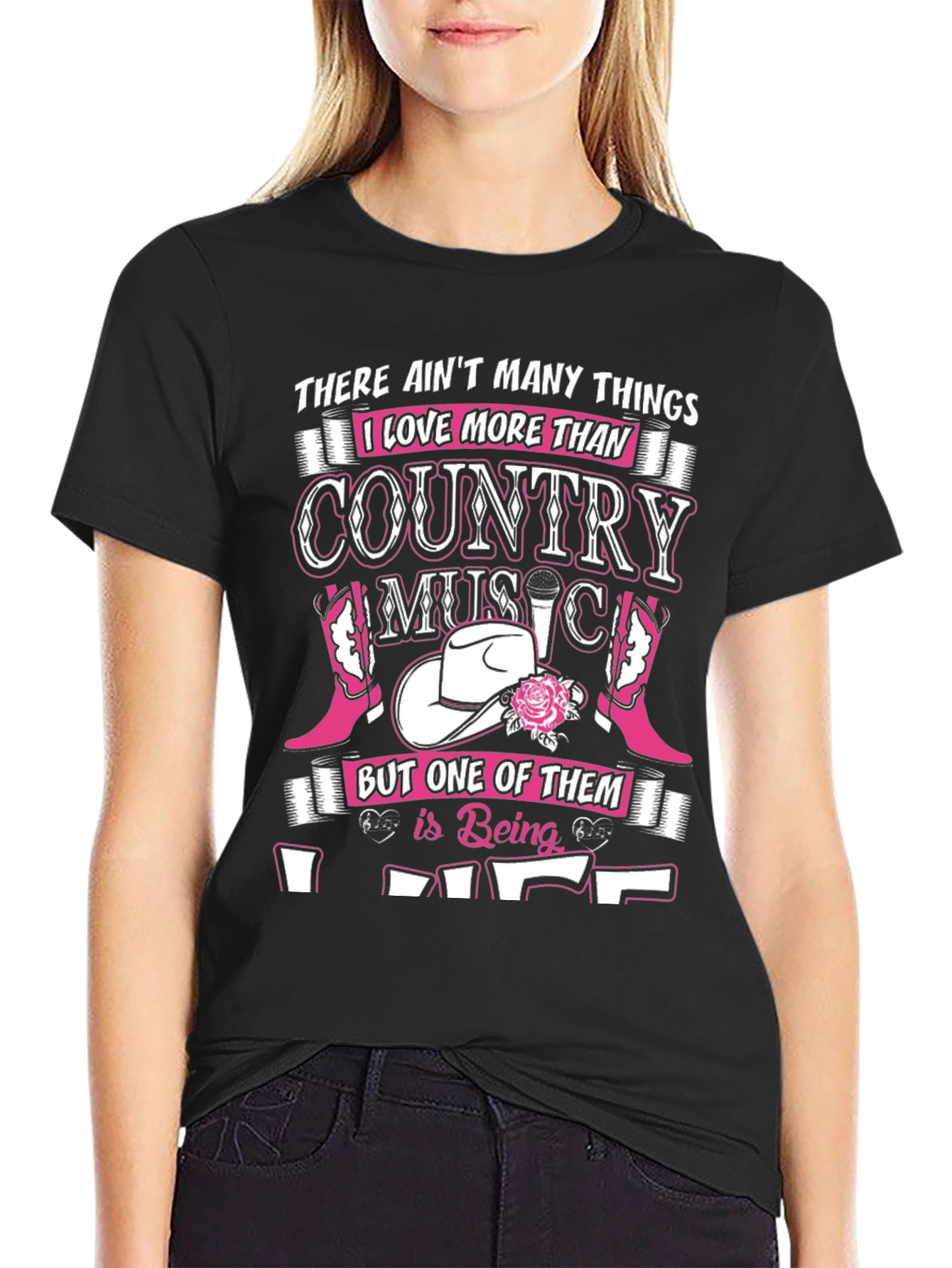 Black Country Music Lover Black T-Shirt view 2