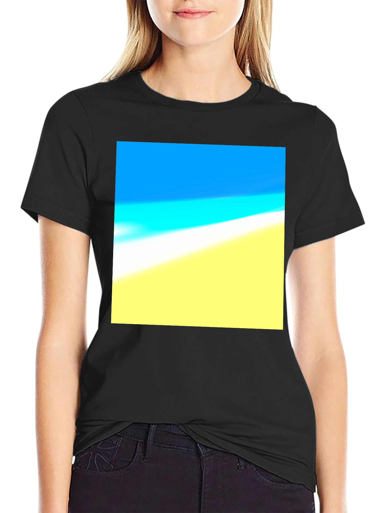 Black Beach Day T-Shirt - Soft Cotton, Vibrant Design view 2