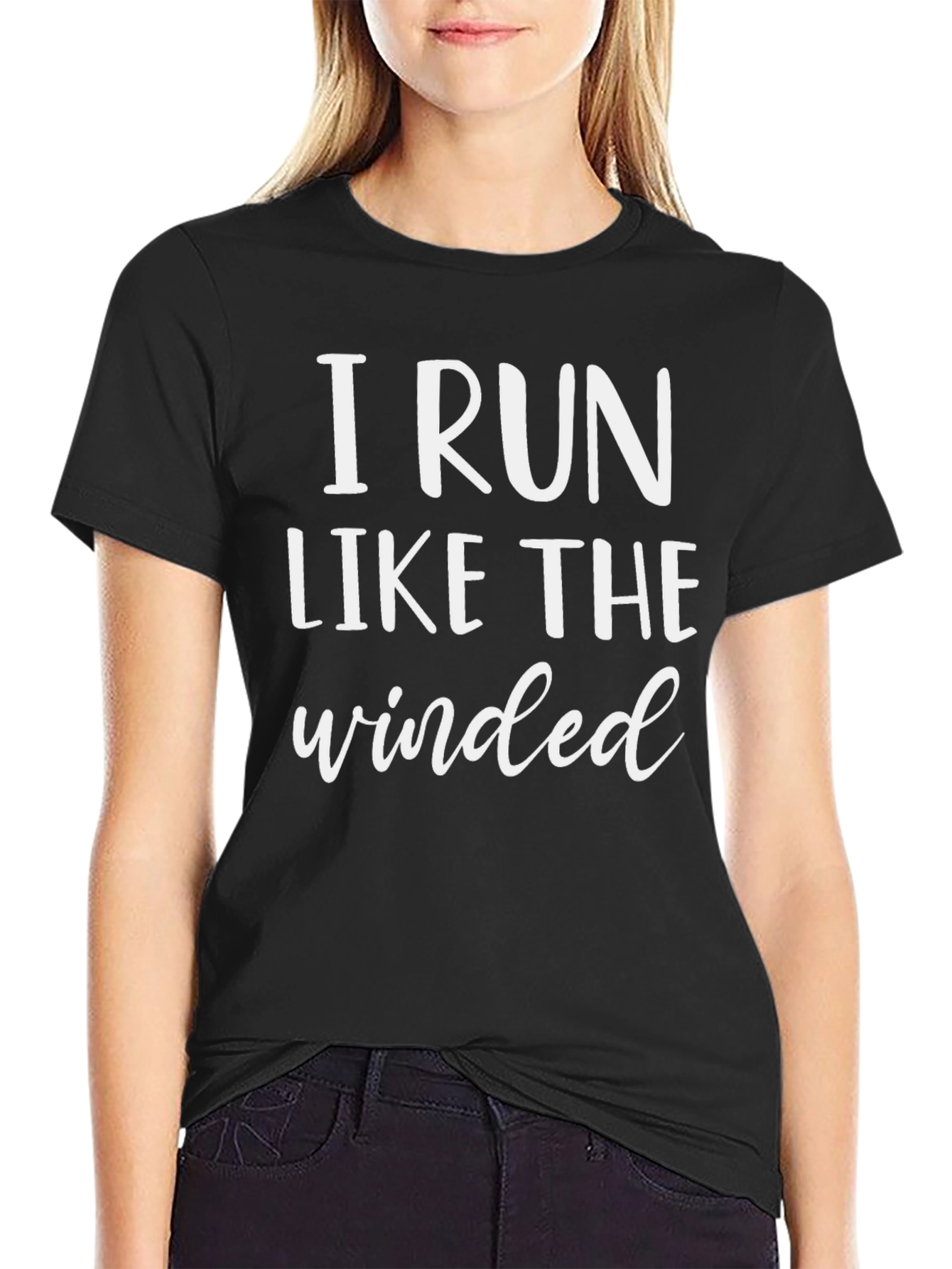 Black I Run Like The Winded Black T-Shirt view 2