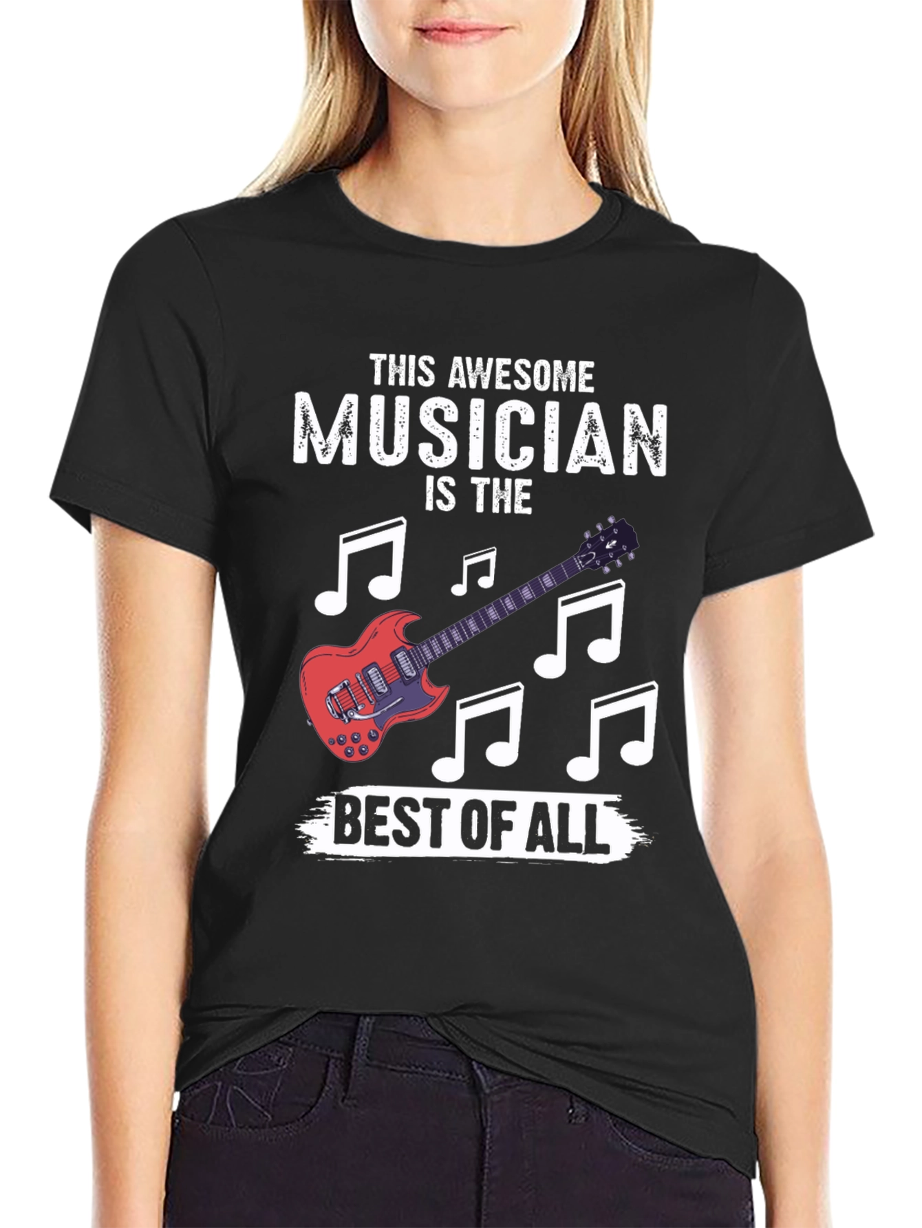 Black Awesome Musician Graphic T-Shirt view 2