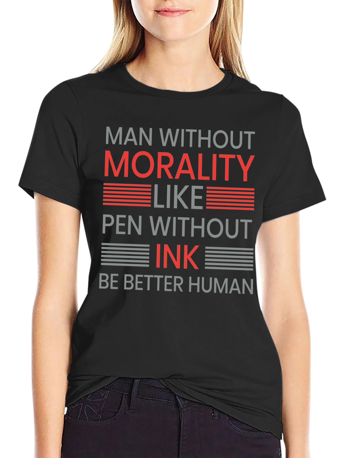 Black Morality Ink Graphic T-Shirt - Be Better Human view 2