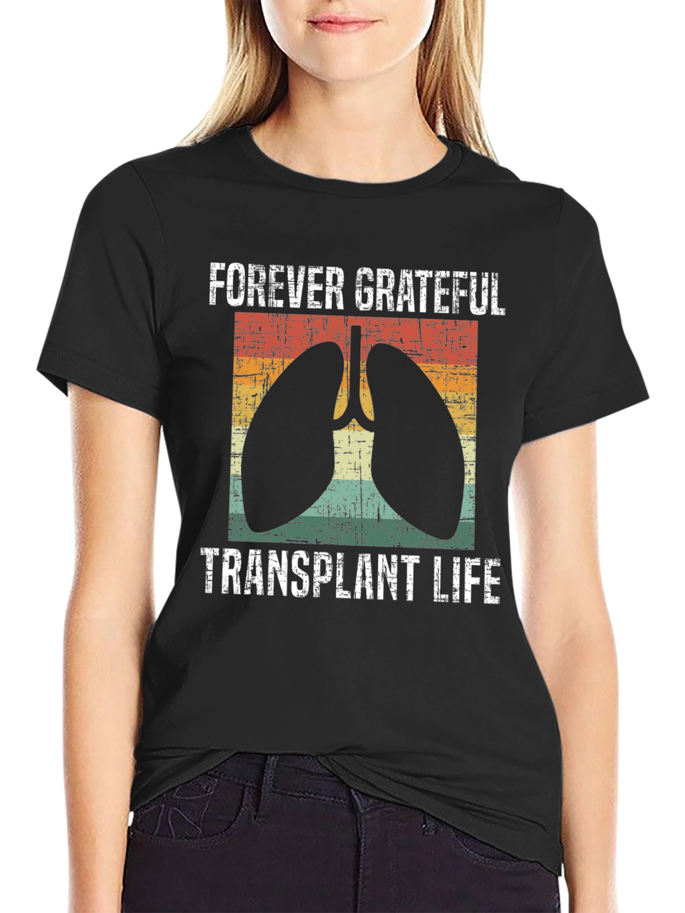 Black Forever Grateful Transplant Life T-Shirt view 2
