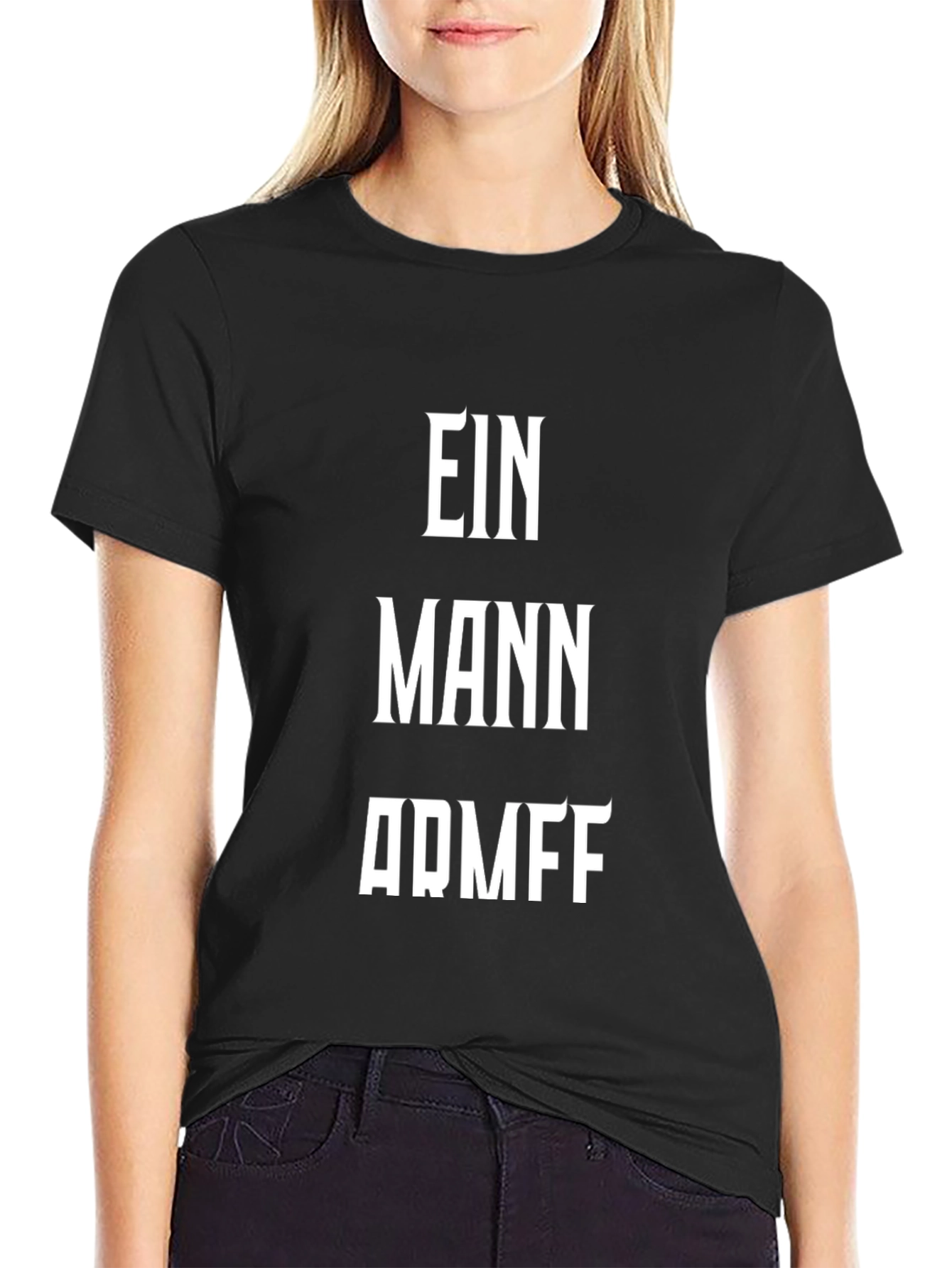 Black Ein Mann ARMFF Men's Black Graphic T-Shirt view 2