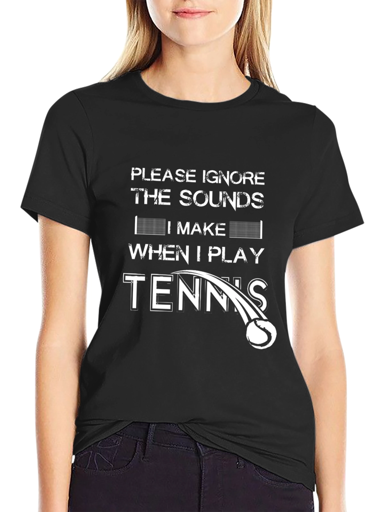 Black Funny Tennis Player Graphic T-Shirt view 2