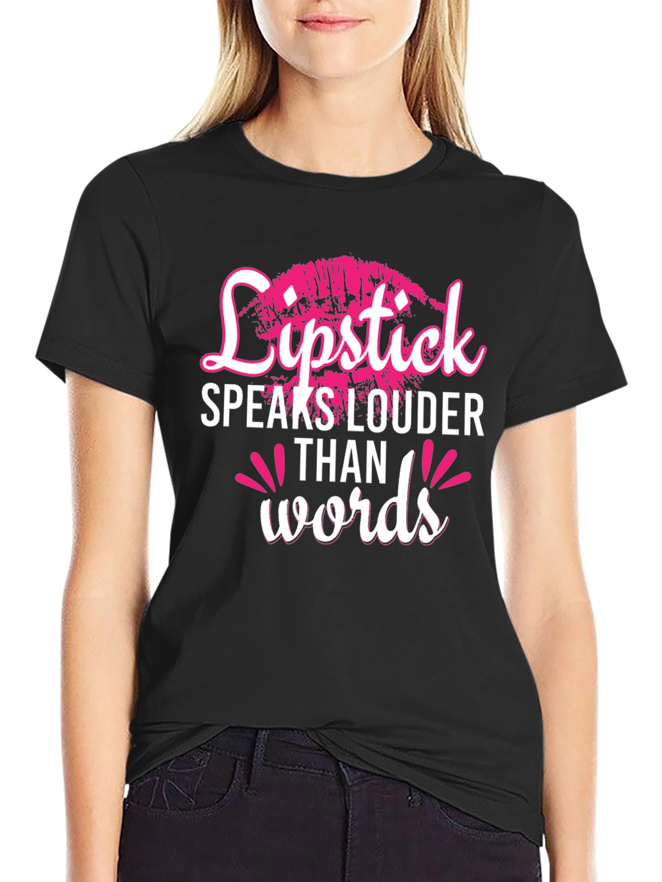 Black Lipstick Speaks Louder Than Words Graphic Tee view 2