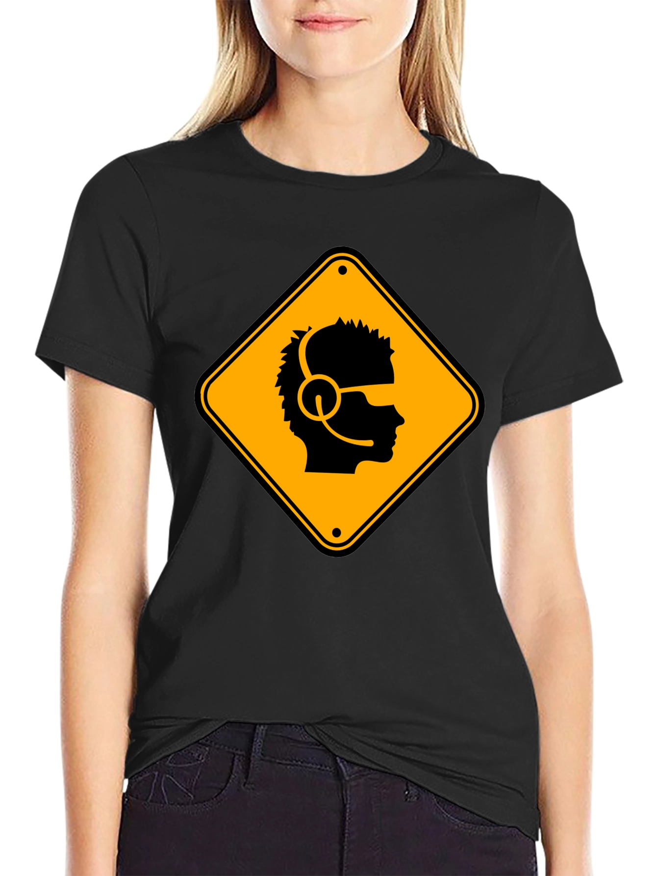 Black Gamer Hazard T-Shirt - Black Cotton Crew Neck Tee view 2