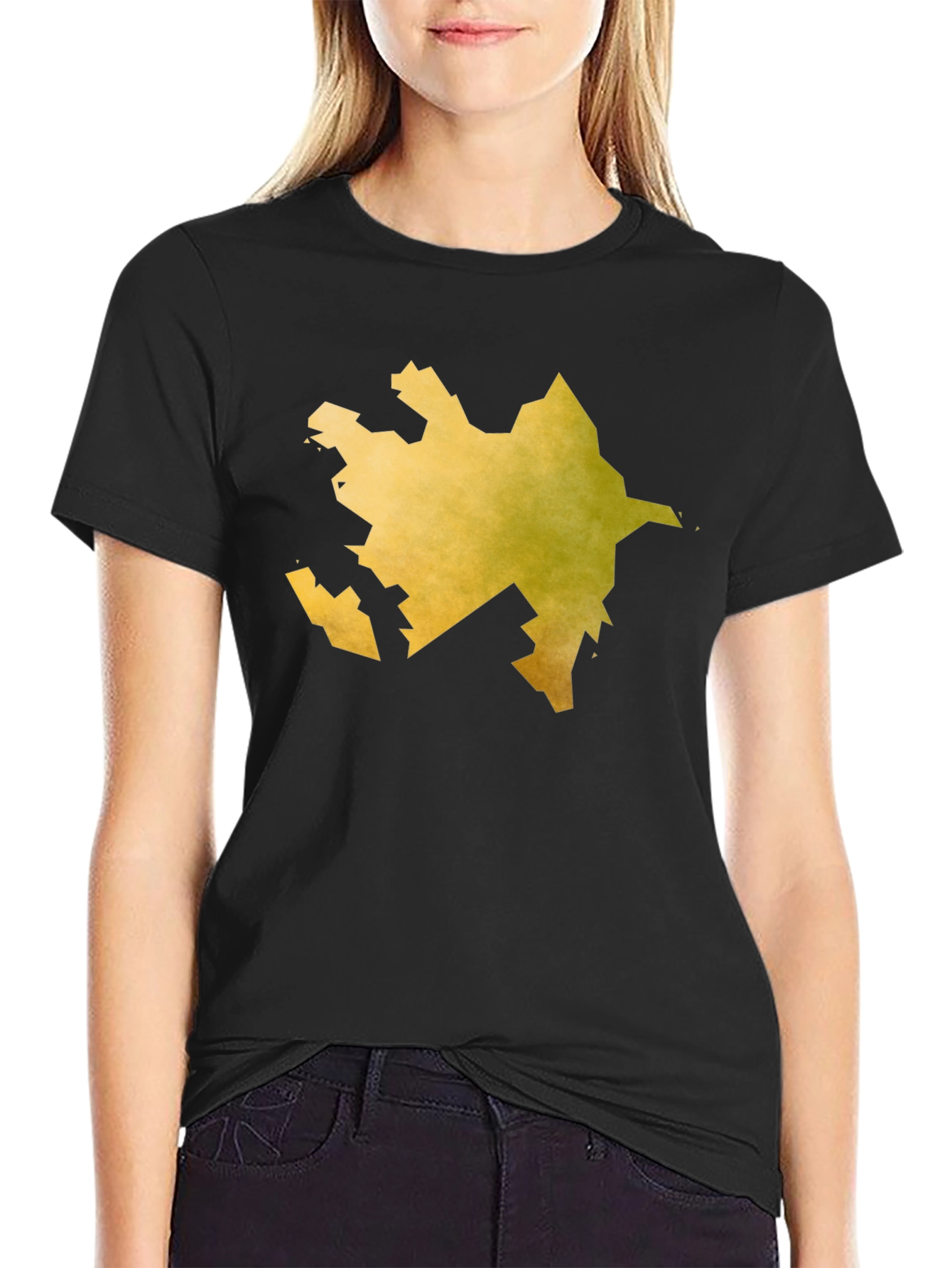 Black Azerbaijan Map T-Shirt - Black Tee view 2
