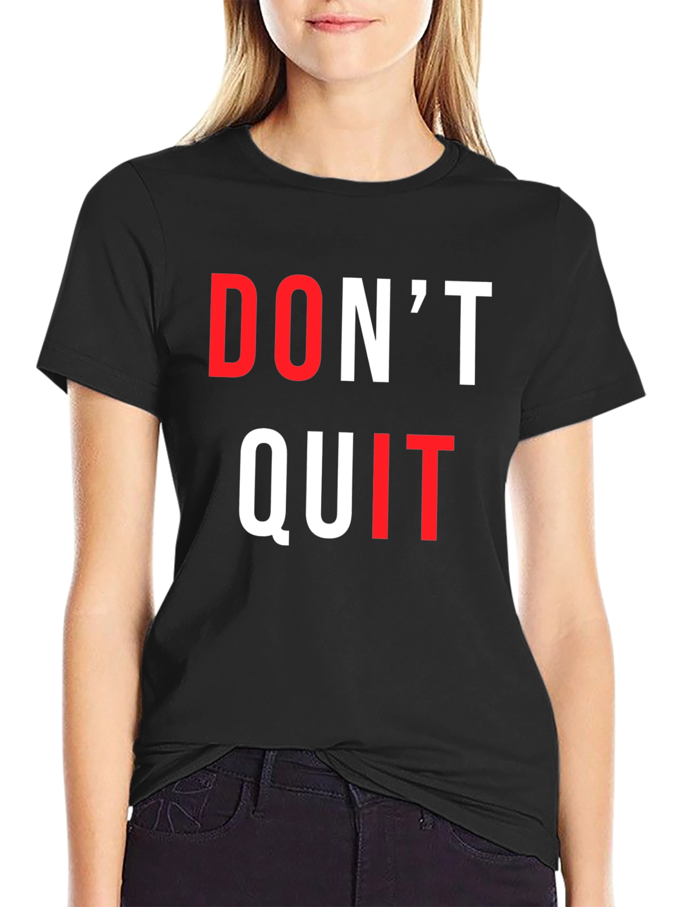 Black Motivational Don't Quit Graphic Tee view 2