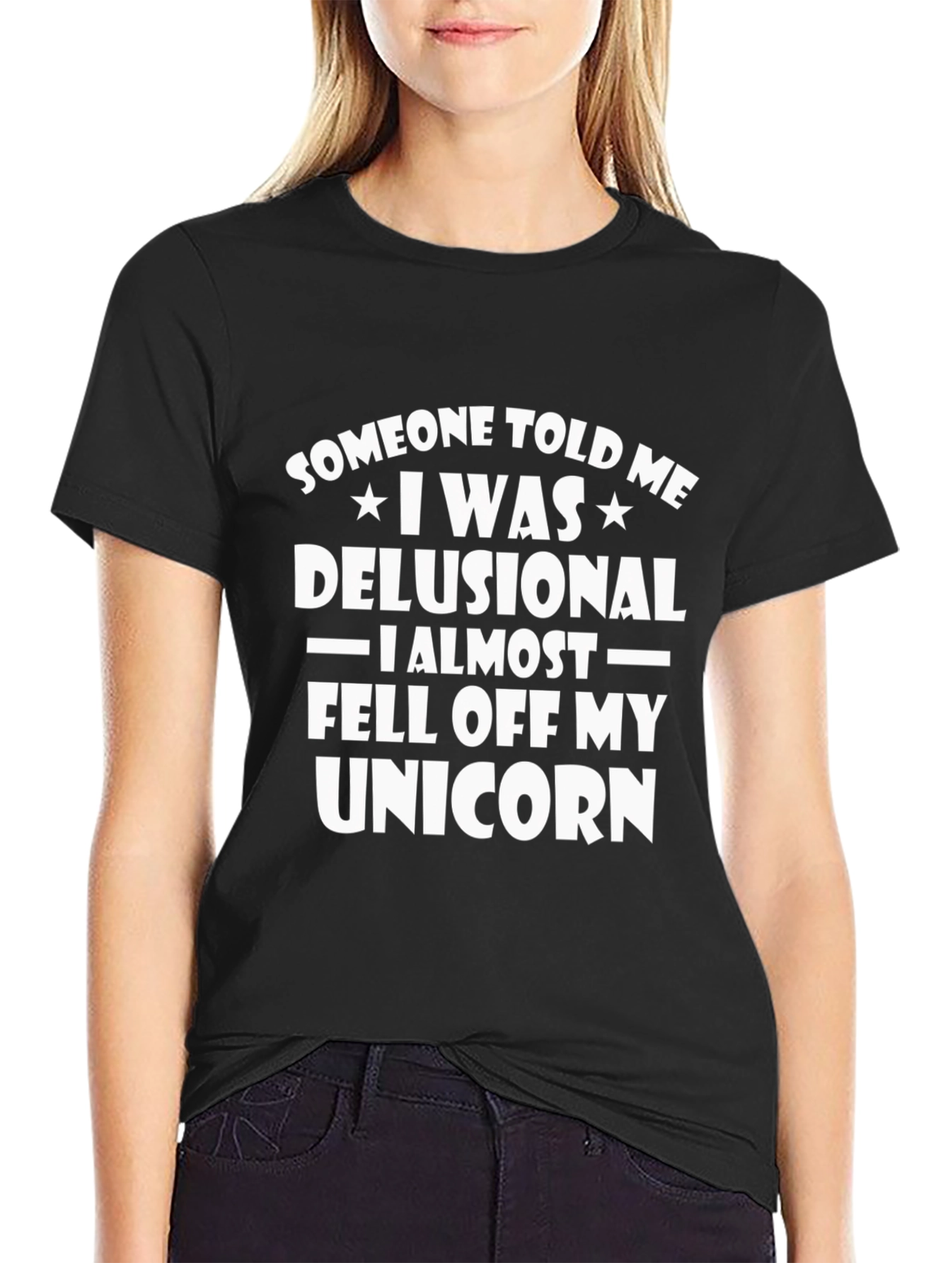 Black Delusional Unicorn Graphic T-Shirt view 2