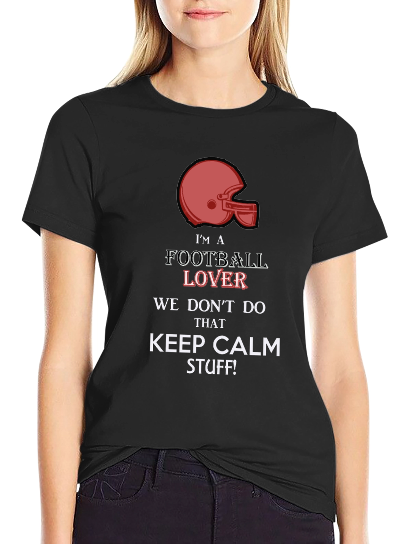 Black Football Lover Graphic Tee - Keep Calm Style view 2
