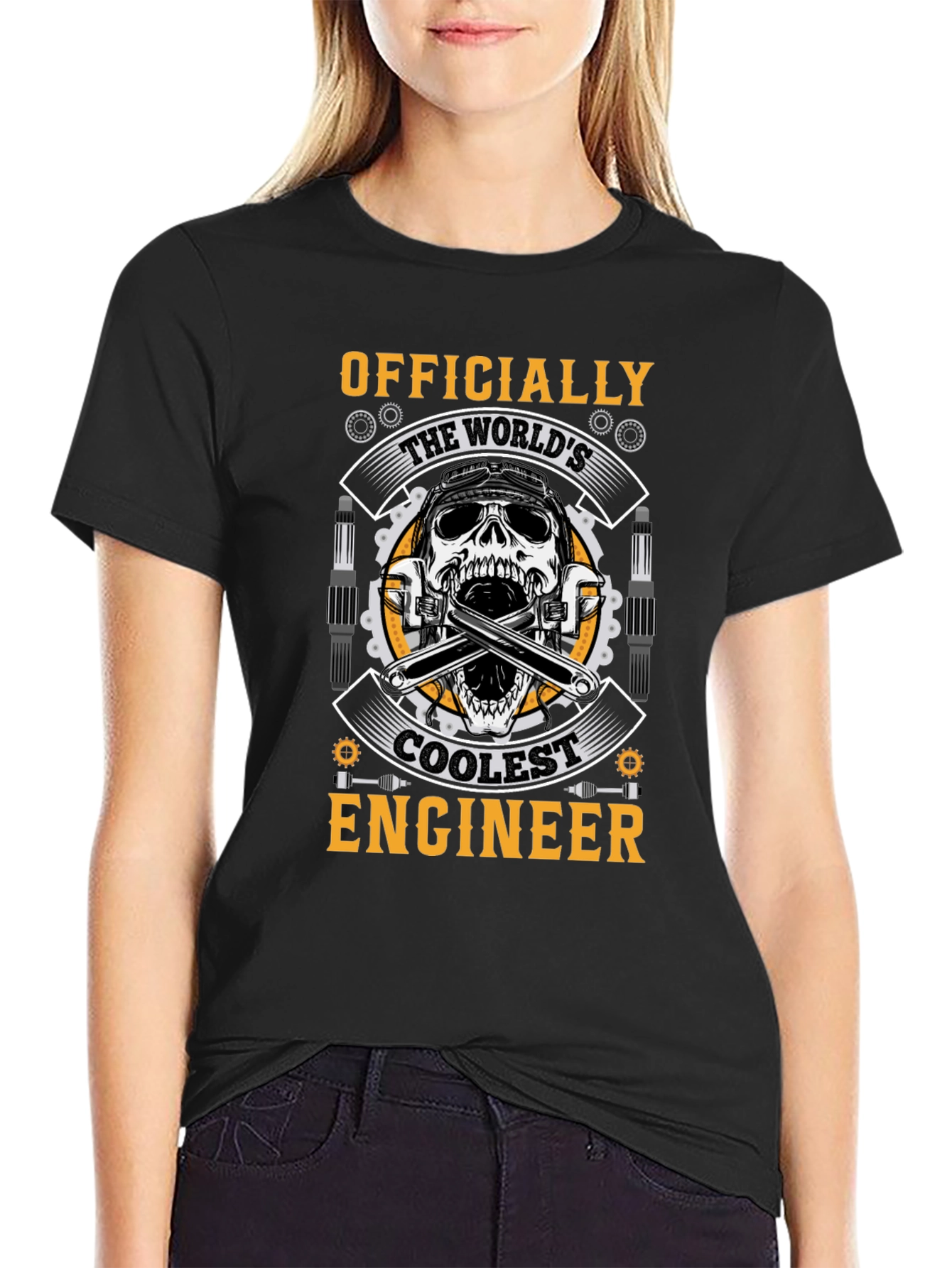 Black Coolest Engineer T-Shirt view 2