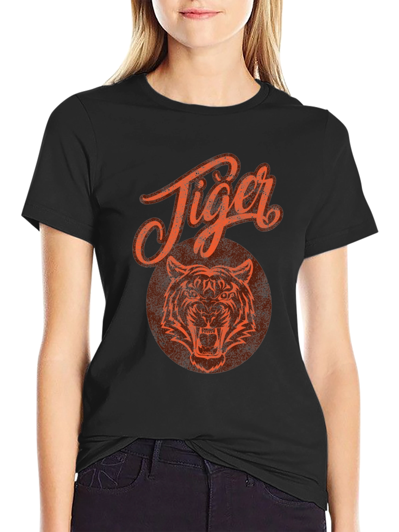 Black Tiger Graphic Print Black T-Shirt view 2