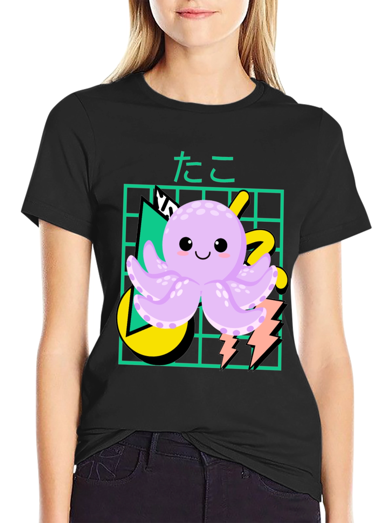 Black Kawaii Octopus Graphic Tee view 2
