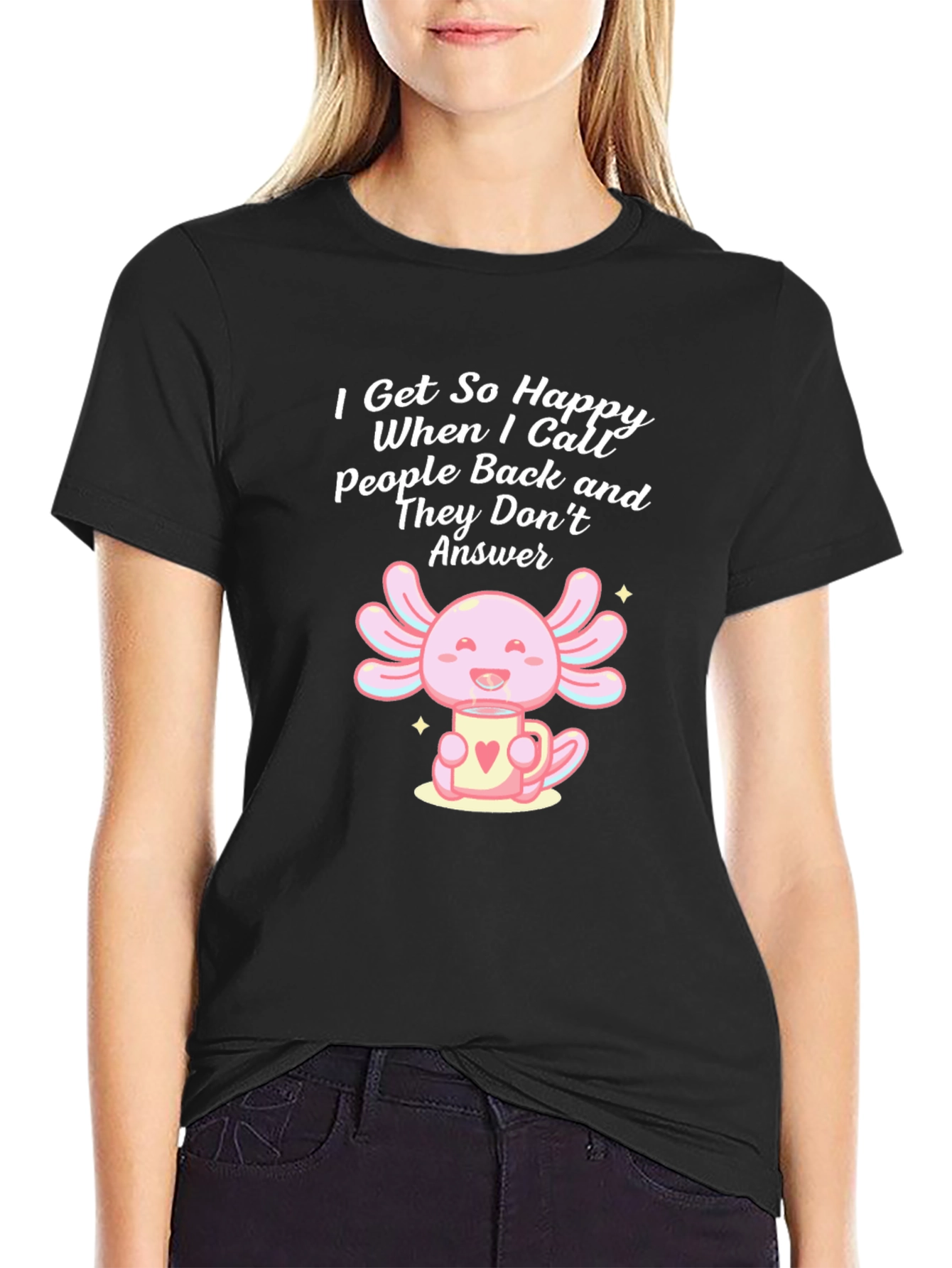 Black Axolotl Coffee Mug T-Shirt - Introvert Humor view 2