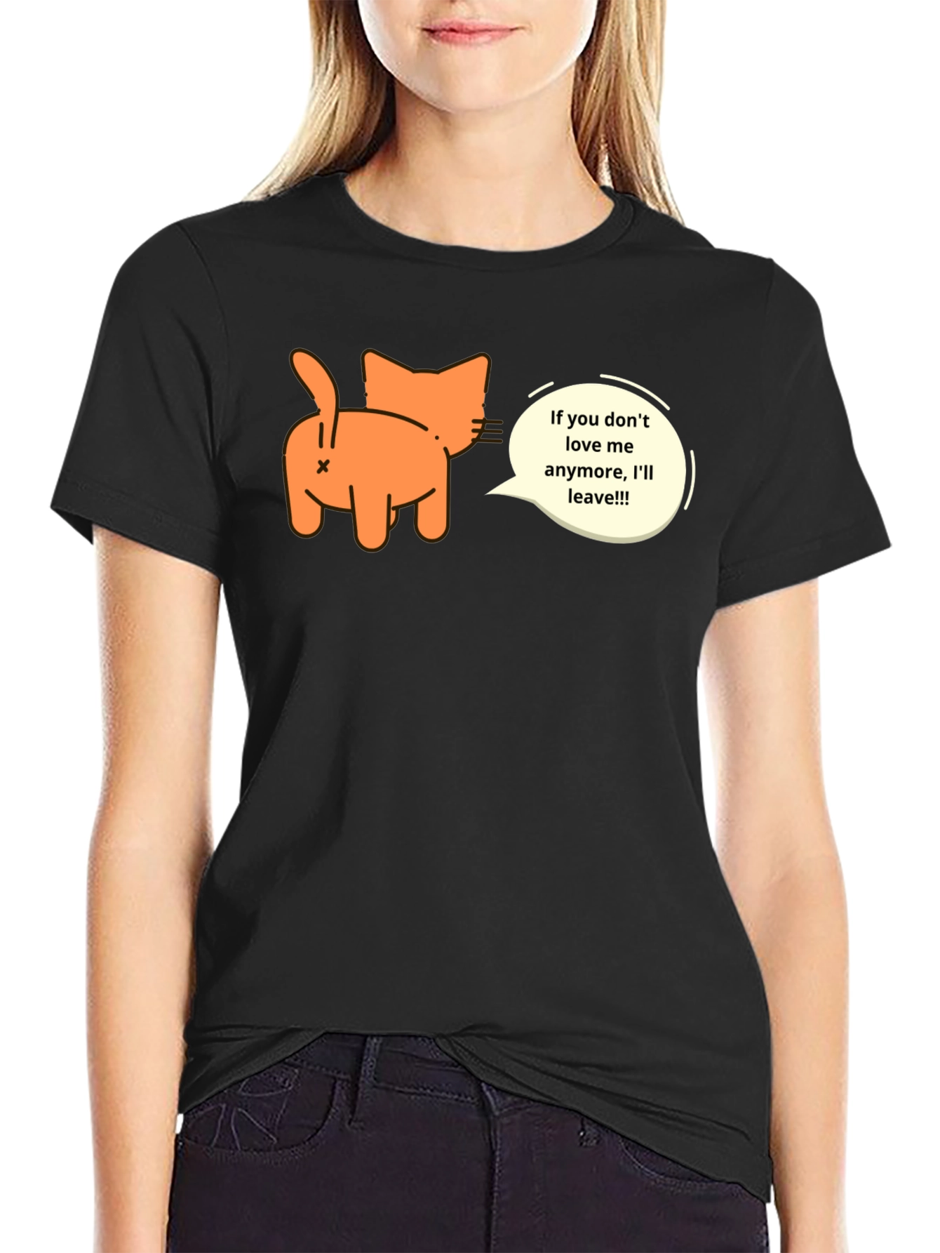 Black Funny Cat Butt Black T-Shirt - If You Don't Love Me! view 2