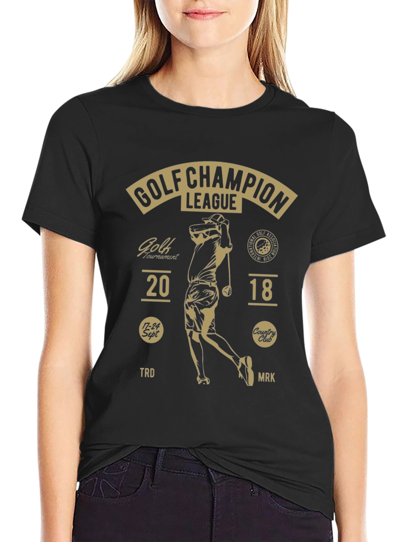 Black Golf Champion League Black T-Shirt view 2