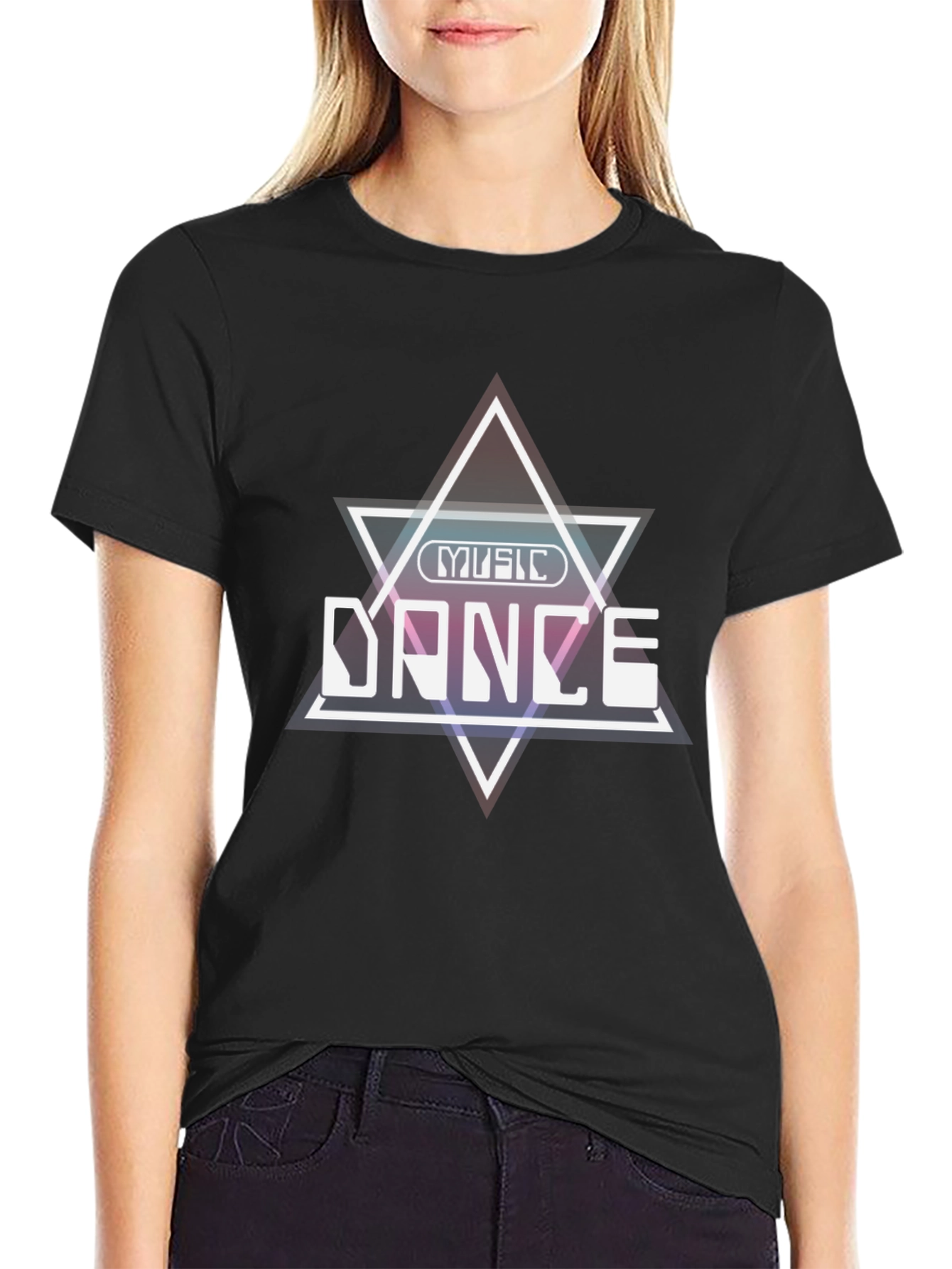 Black Music Dance Graphic Tee - Stylish Black Cotton T-Shirt view 2