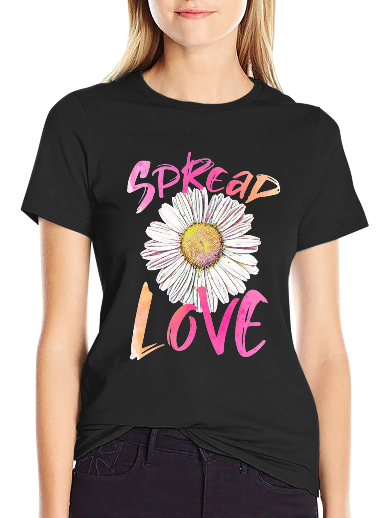 Black Spread Love Daisy Graphic Tee view 2