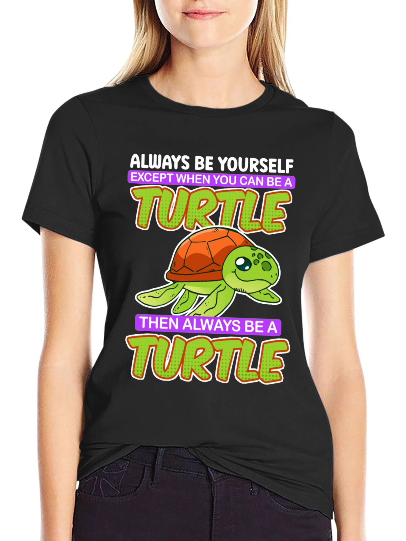 Black Funny Turtle T-Shirt - Always Be Yourself view 2