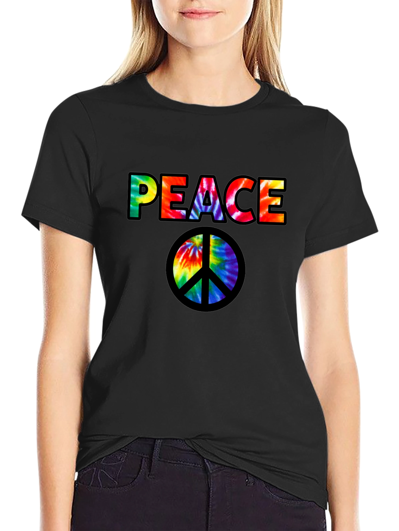 Black Peace Tie Dye Graphic T-Shirt - Mens view 2