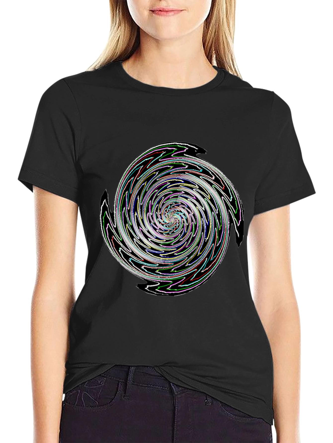 Black Swirl Graphic Tee - Men's Black T-Shirt view 2