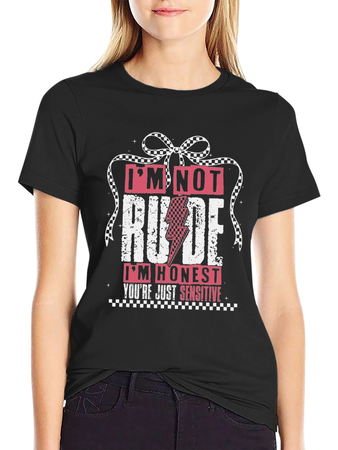 Black I'm Not Rude I'm Honest Graphic Tee view 2
