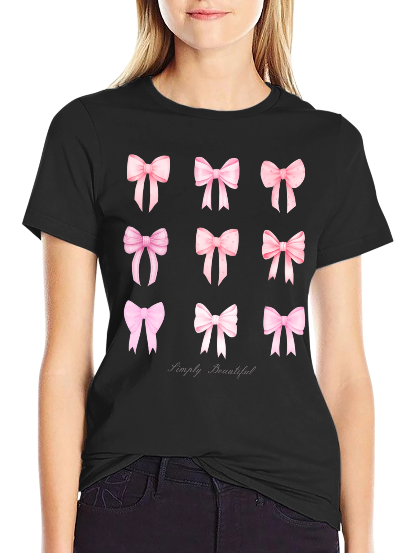 Black Simply Beautiful Bows Graphic Tee view 2