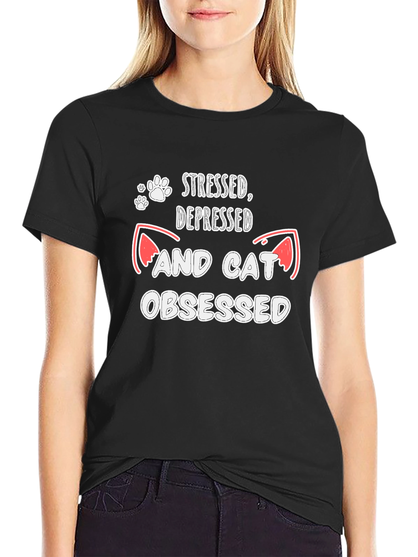 Stressed Depressed Cat Obsessed T-Shirt - 2