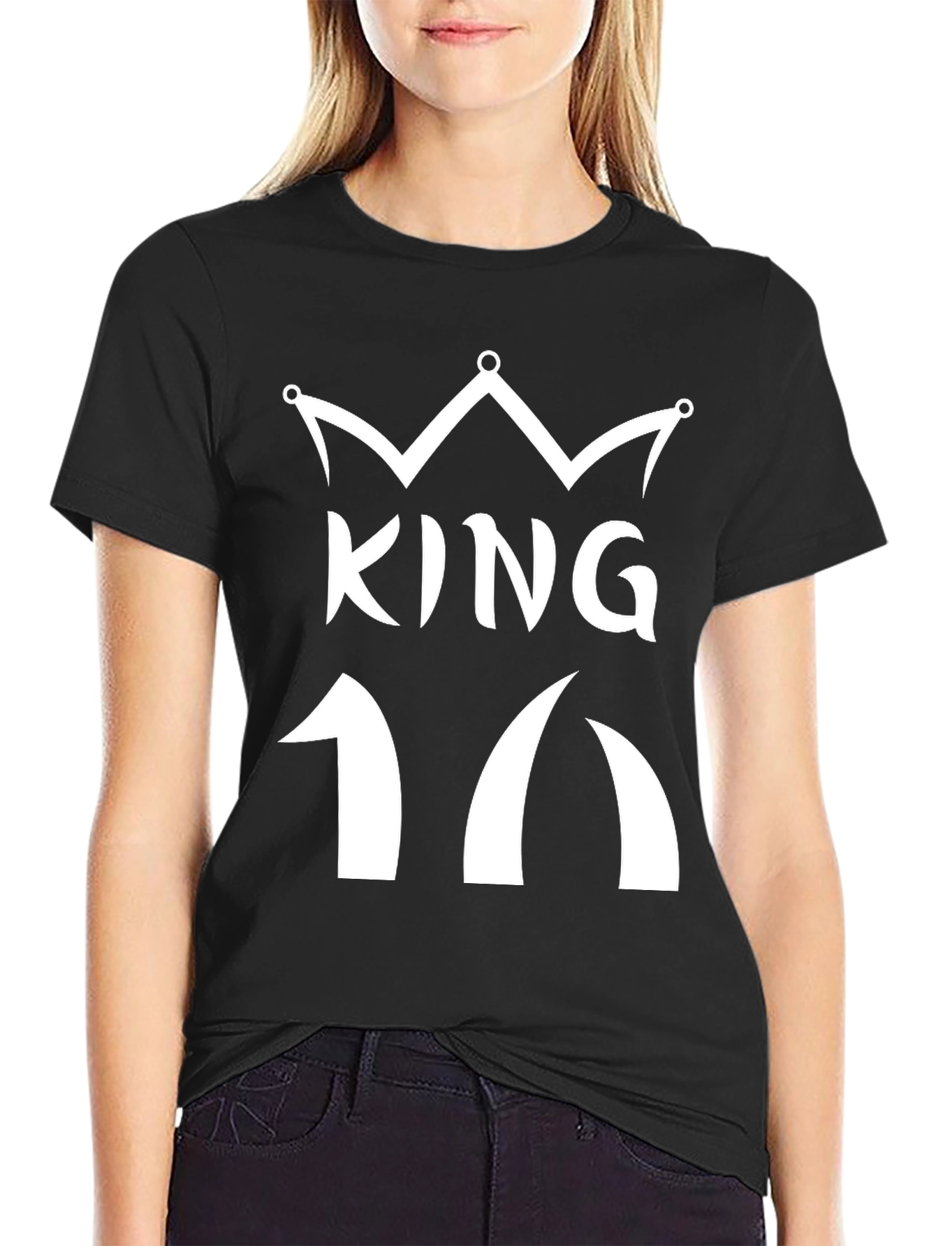Black King 16 Graphic T-Shirt - Black Crew Neck Tee view 2