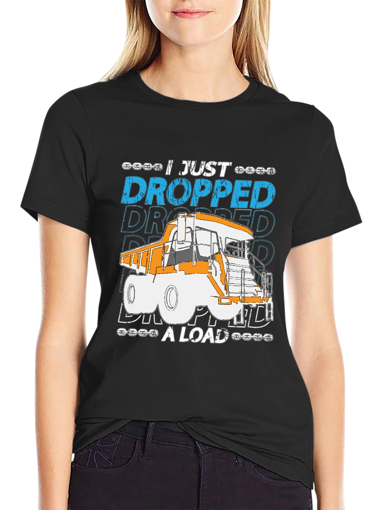 Black I Just Dropped A Load Truck T-Shirt view 2
