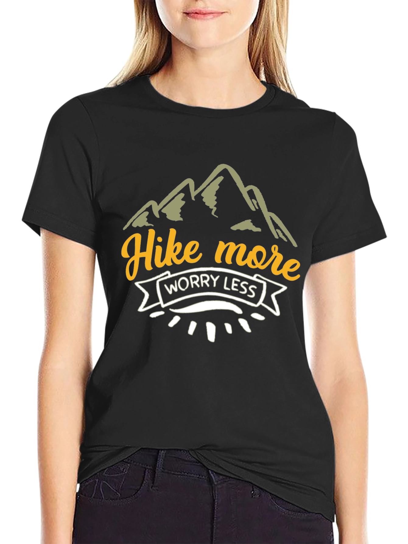 Black Hike More Worry Less Graphic Tee view 2