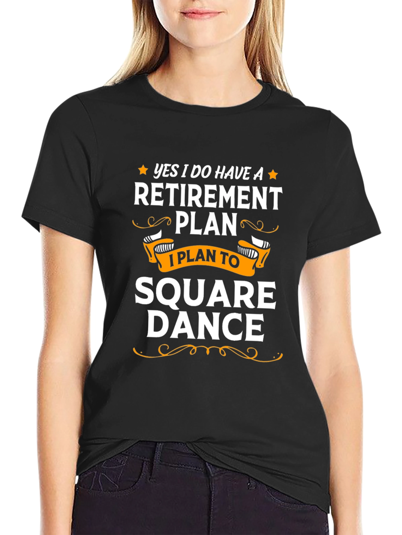Black Funny Retirement Plan Square Dance T-Shirt view 2