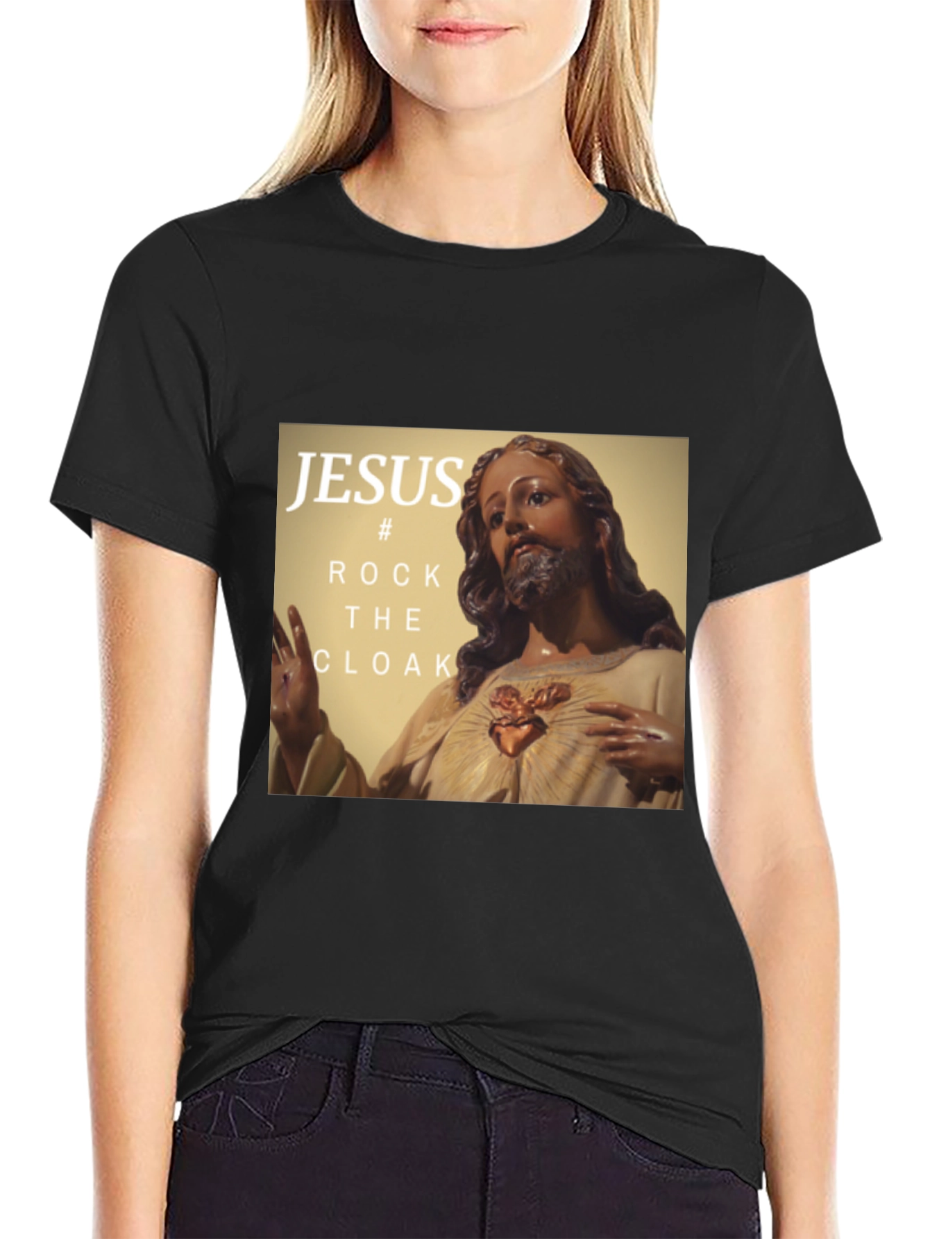 Black Jesus Rock the Cloak Graphic T-Shirt view 2