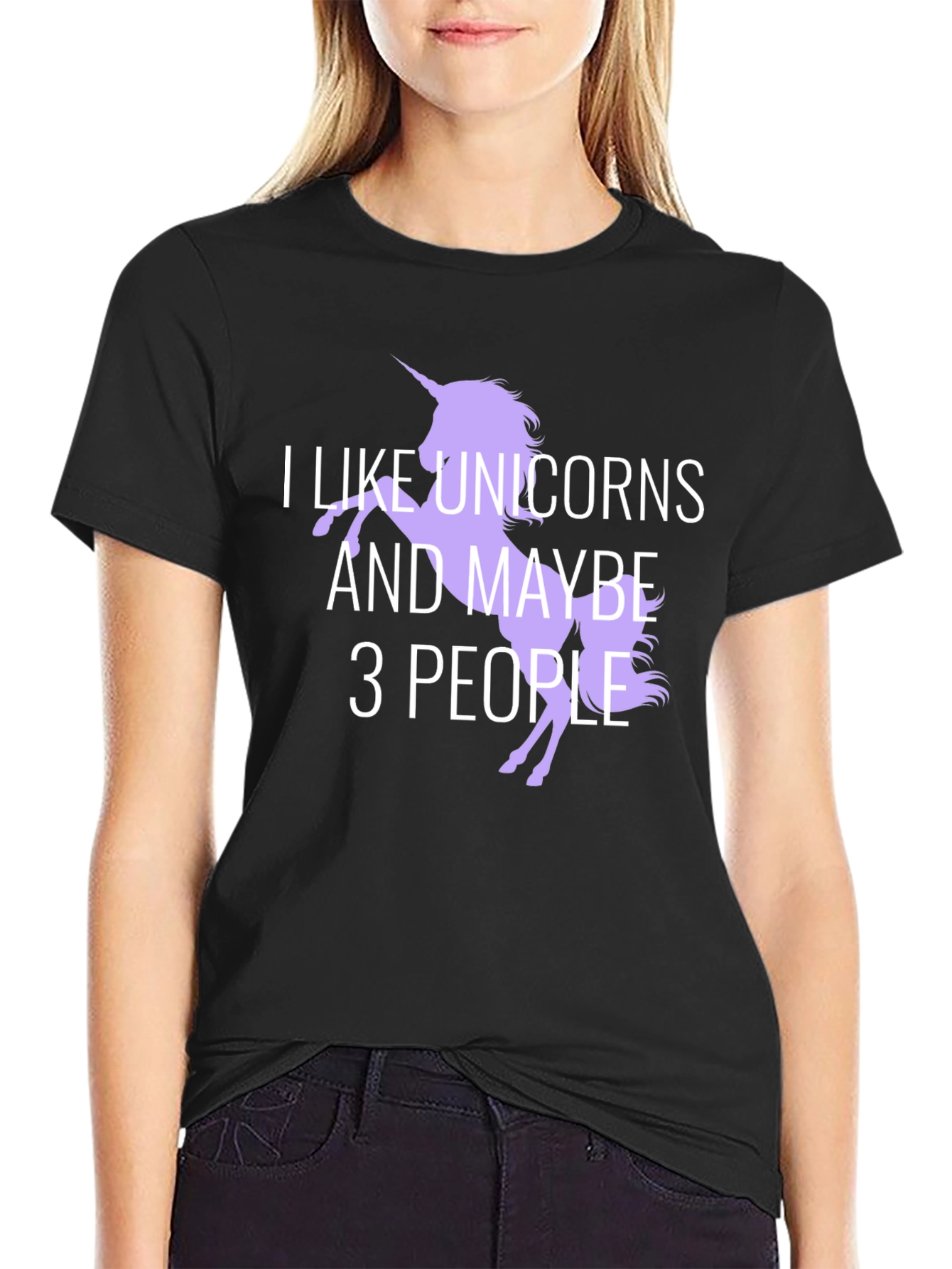 Black I Like Unicorns T-Shirt - Funny Graphic Tee view 2