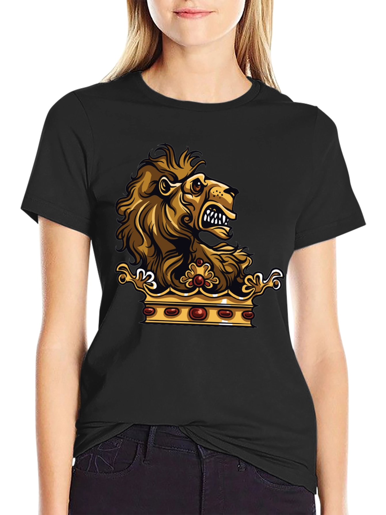Black Lion Crown Graphic Black T-Shirt view 2