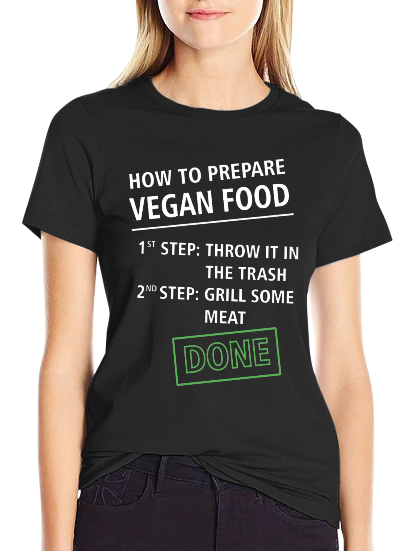 Black Vegan Food Prep Funny T-Shirt view 2