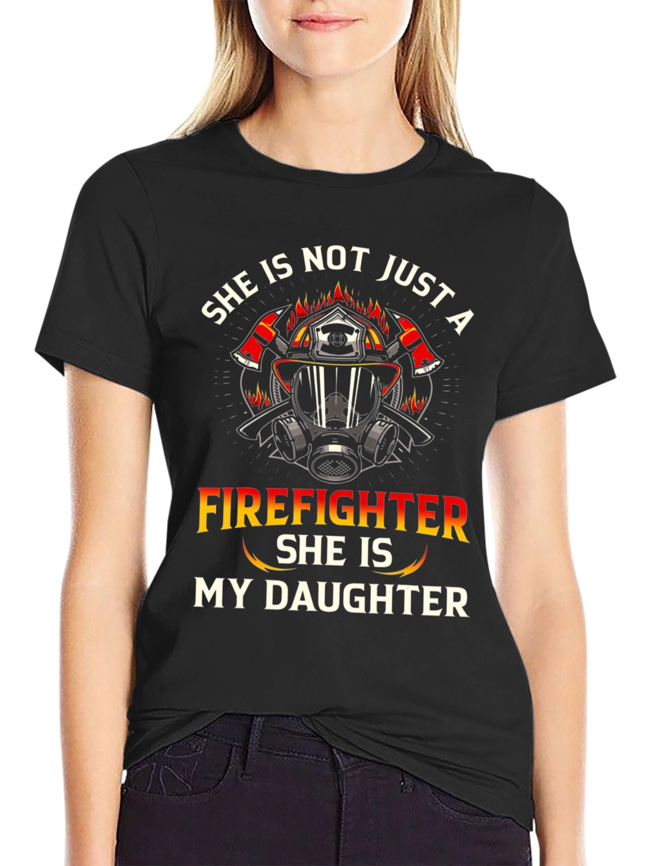 Black Firefighter Daughter T-Shirt - Proud Parent Apparel view 2