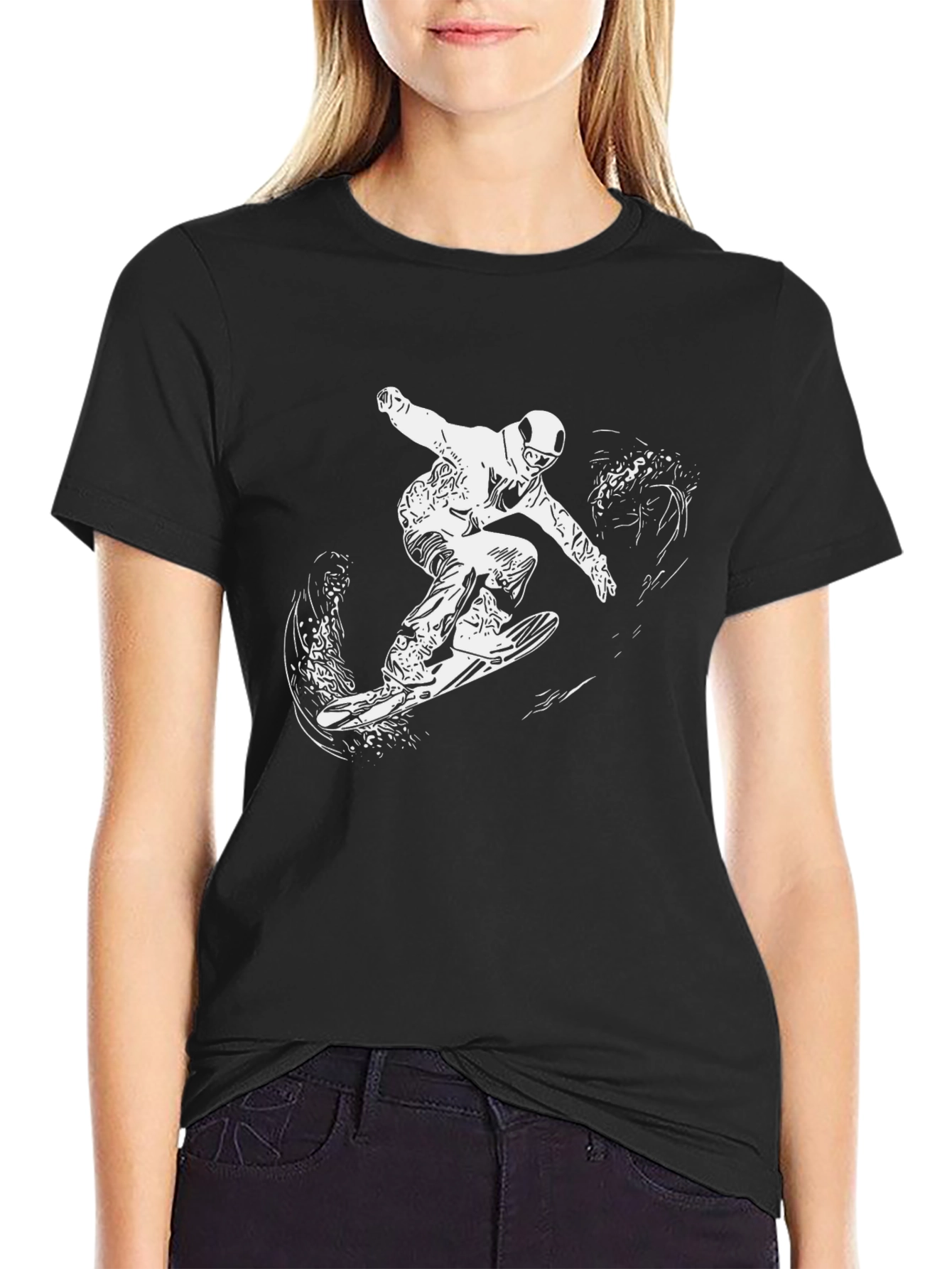 Black Black Graphic Tee - Snowboarder Design view 2