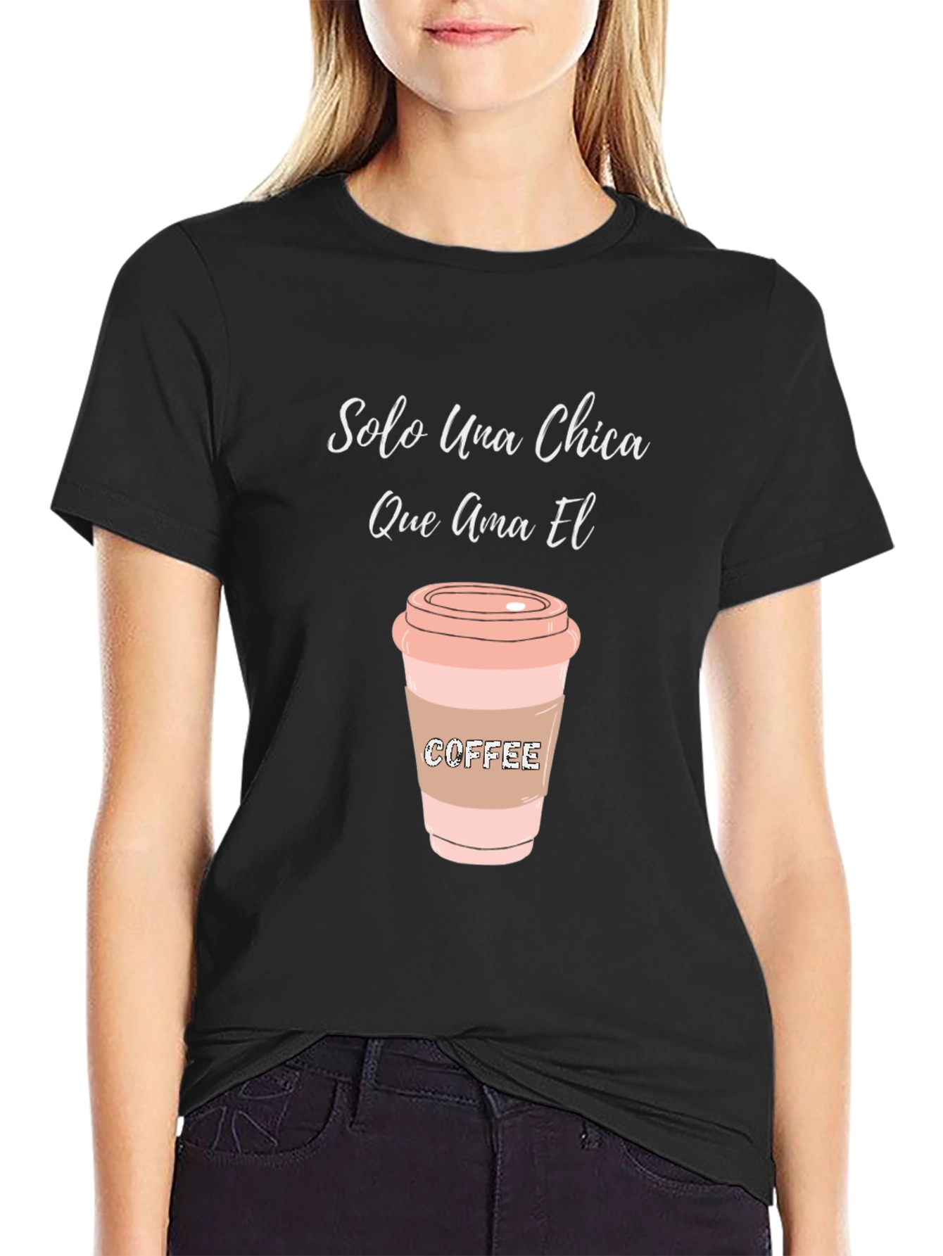 Black Coffee Lover's Tee: Solo Una Chica Graphic T-Shirt view 2