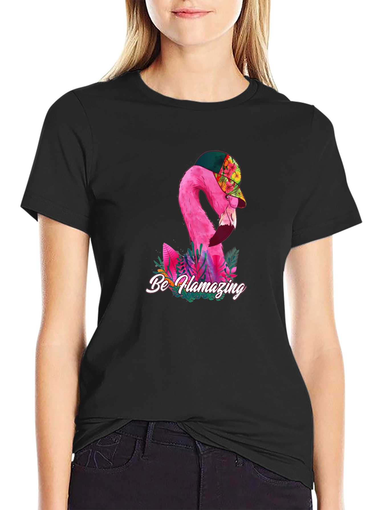 Black Flamazing Flamingo Graphic Tee view 2