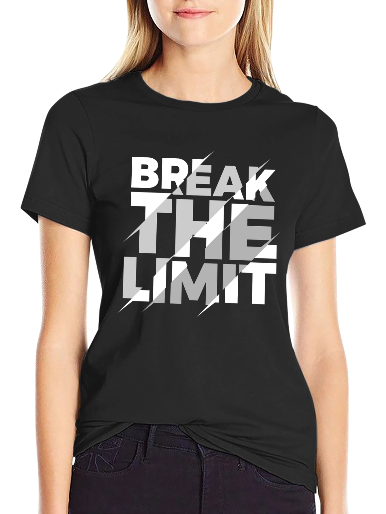 Black Break The Limit Graphic Tee - Black Cotton T-Shirt view 2