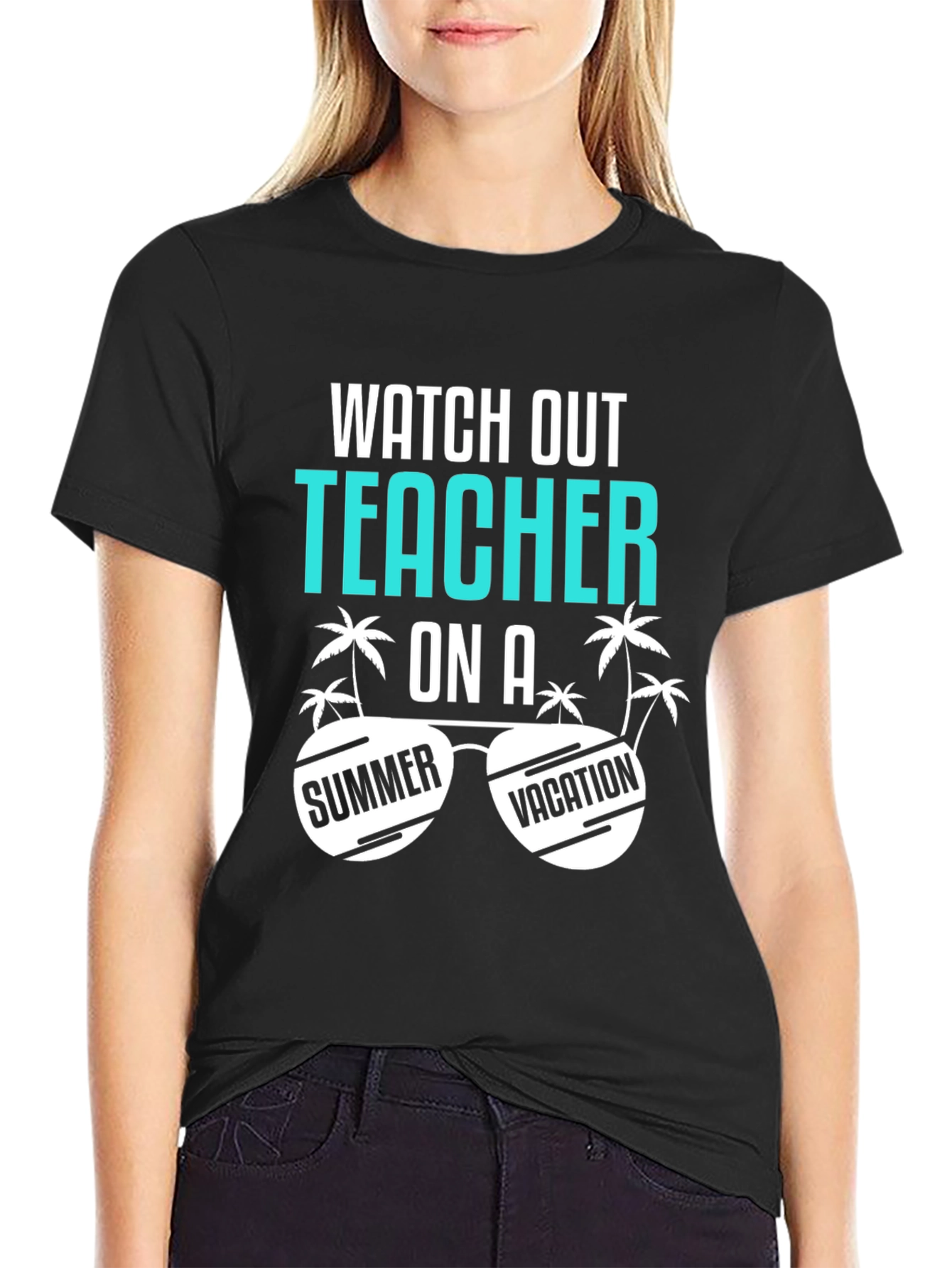 Black Teacher Summer Vacation T-Shirt view 2