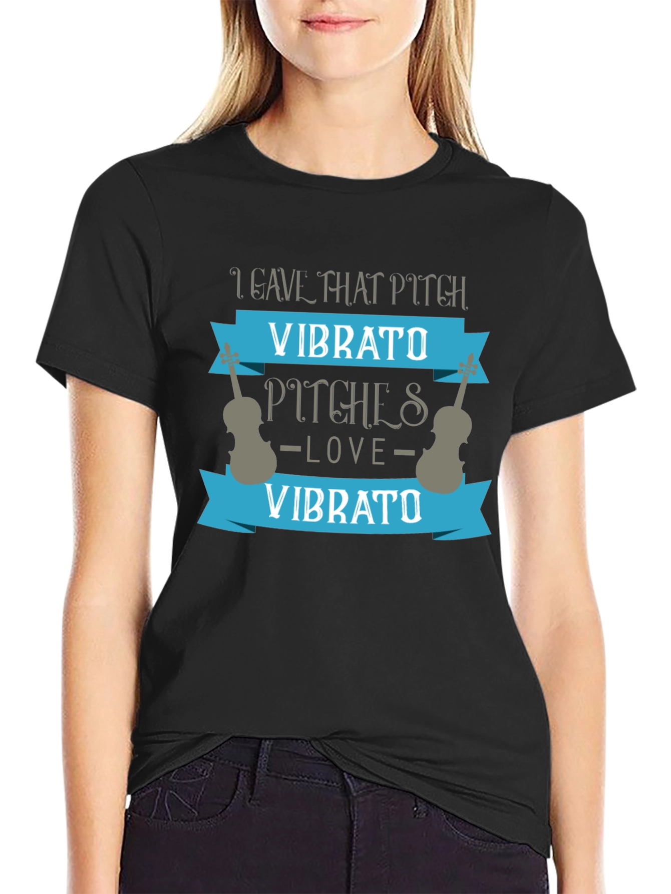 Black Vibrato Music Lover Graphic T-Shirt view 2