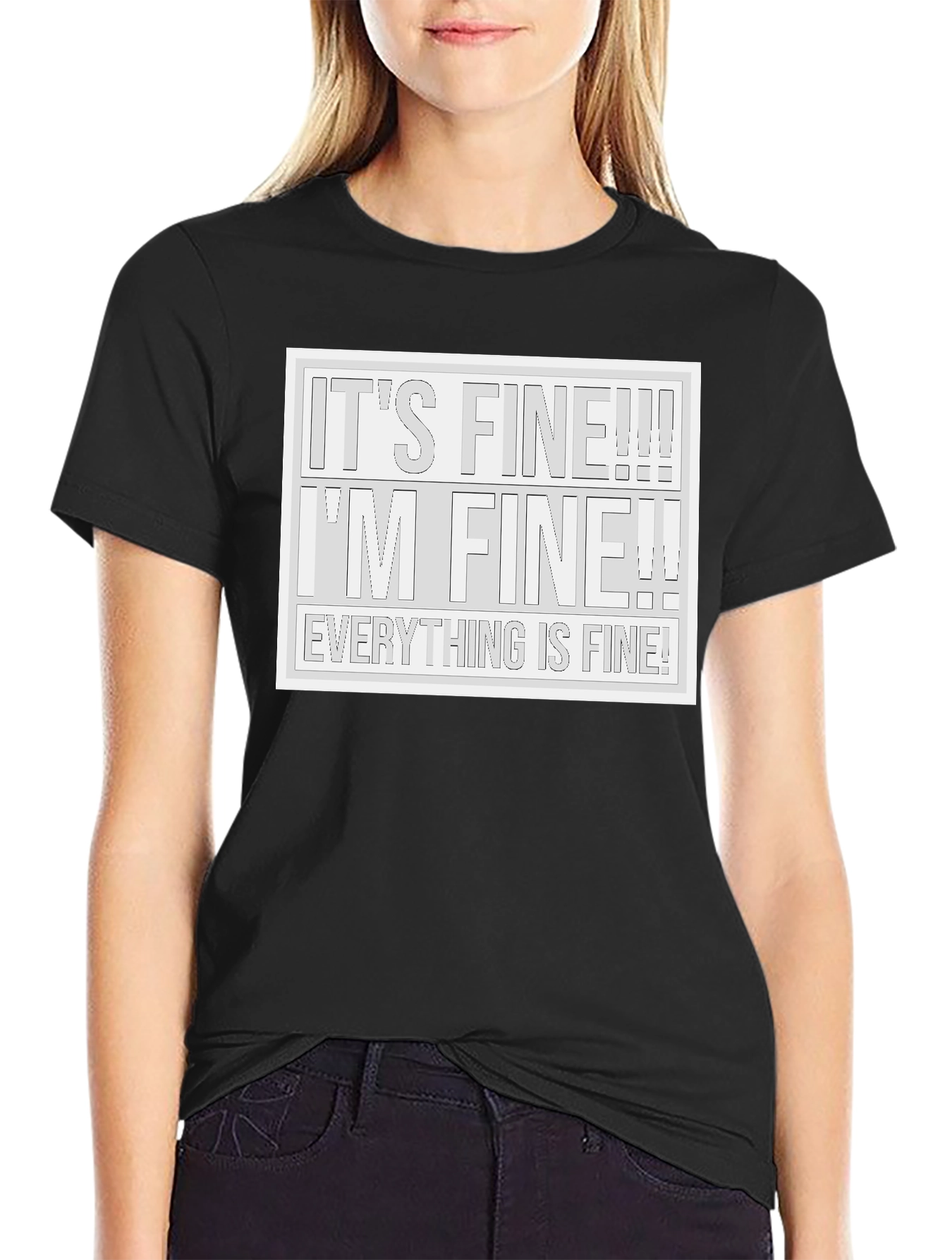 Black It's Fine! T-Shirt - Humorous Graphic Tee view 2