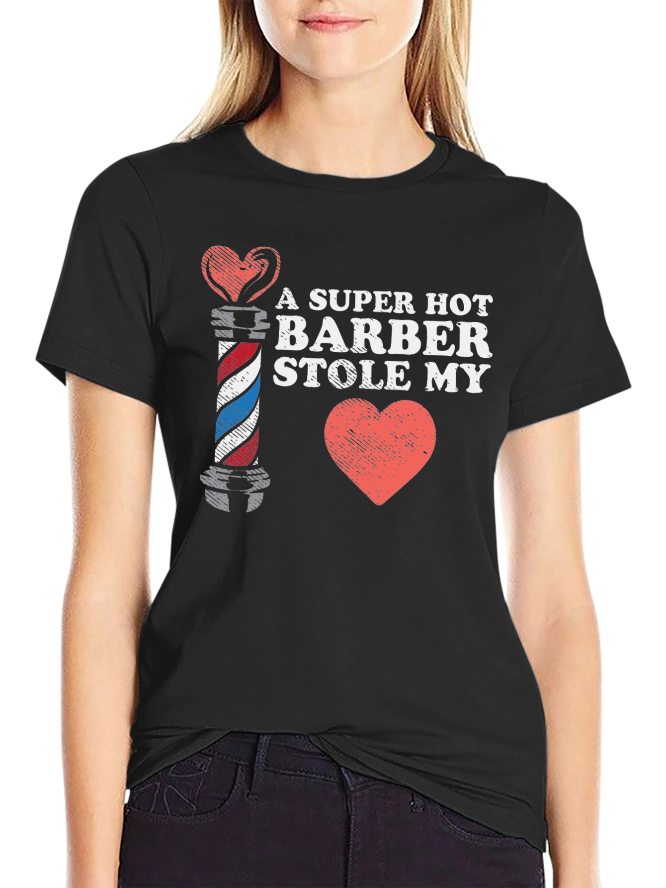 Black A Super Hot Barber Stole My Heart T-Shirt view 2